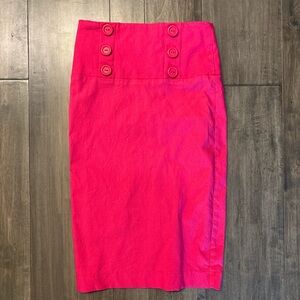 Lipstick Boutique Vibrant Pink Buttoned Pencil Skirt